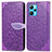 Leather Case Stands Fashionable Pattern Flip Cover Holder S04D for Realme 9 4G Purple