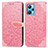 Leather Case Stands Fashionable Pattern Flip Cover Holder S04D for Realme 9 4G Rose Gold