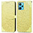 Leather Case Stands Fashionable Pattern Flip Cover Holder S04D for Realme 9 4G Yellow