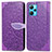 Leather Case Stands Fashionable Pattern Flip Cover Holder S04D for Realme 9 5G Purple