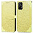 Leather Case Stands Fashionable Pattern Flip Cover Holder S04D for Realme GT 5G Yellow