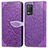 Leather Case Stands Fashionable Pattern Flip Cover Holder S04D for Realme Narzo 30 5G Purple