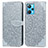 Leather Case Stands Fashionable Pattern Flip Cover Holder S04D for Realme Narzo 50 Pro 5G Gray