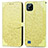 Leather Case Stands Fashionable Pattern Flip Cover Holder S04D for Realme Narzo 50i Yellow