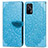 Leather Case Stands Fashionable Pattern Flip Cover Holder S04D for Realme Q3 Pro 5G Blue