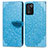 Leather Case Stands Fashionable Pattern Flip Cover Holder S04D for Realme Q3s 5G Blue