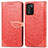 Leather Case Stands Fashionable Pattern Flip Cover Holder S04D for Realme Q3s 5G Red