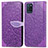 Leather Case Stands Fashionable Pattern Flip Cover Holder S04D for Realme V11 5G Purple