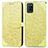 Leather Case Stands Fashionable Pattern Flip Cover Holder S04D for Realme V11 5G Yellow