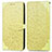 Leather Case Stands Fashionable Pattern Flip Cover Holder S04D for Samsung Galaxy A02s Yellow