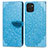 Leather Case Stands Fashionable Pattern Flip Cover Holder S04D for Samsung Galaxy A03 Blue