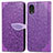 Leather Case Stands Fashionable Pattern Flip Cover Holder S04D for Samsung Galaxy A03 Core Purple