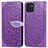 Leather Case Stands Fashionable Pattern Flip Cover Holder S04D for Samsung Galaxy A03 Purple