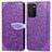 Leather Case Stands Fashionable Pattern Flip Cover Holder S04D for Samsung Galaxy A03s Purple