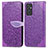 Leather Case Stands Fashionable Pattern Flip Cover Holder S04D for Samsung Galaxy A05s Purple