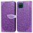 Leather Case Stands Fashionable Pattern Flip Cover Holder S04D for Samsung Galaxy A12 Nacho Purple