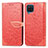 Leather Case Stands Fashionable Pattern Flip Cover Holder S04D for Samsung Galaxy A22 4G Red