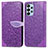 Leather Case Stands Fashionable Pattern Flip Cover Holder S04D for Samsung Galaxy A23 4G Purple