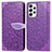 Leather Case Stands Fashionable Pattern Flip Cover Holder S04D for Samsung Galaxy A33 5G Purple