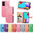 Leather Case Stands Fashionable Pattern Flip Cover Holder S04D for Samsung Galaxy A52 4G