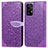 Leather Case Stands Fashionable Pattern Flip Cover Holder S04D for Samsung Galaxy A52 4G Purple