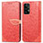 Leather Case Stands Fashionable Pattern Flip Cover Holder S04D for Samsung Galaxy A52 4G Red