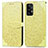Leather Case Stands Fashionable Pattern Flip Cover Holder S04D for Samsung Galaxy A52 4G Yellow