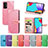 Leather Case Stands Fashionable Pattern Flip Cover Holder S04D for Samsung Galaxy A52 5G