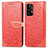 Leather Case Stands Fashionable Pattern Flip Cover Holder S04D for Samsung Galaxy A52 5G Red