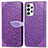 Leather Case Stands Fashionable Pattern Flip Cover Holder S04D for Samsung Galaxy A73 5G Purple