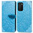 Leather Case Stands Fashionable Pattern Flip Cover Holder S04D for Samsung Galaxy F02S SM-E025F Blue