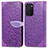 Leather Case Stands Fashionable Pattern Flip Cover Holder S04D for Samsung Galaxy F02S SM-E025F Purple