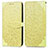 Leather Case Stands Fashionable Pattern Flip Cover Holder S04D for Samsung Galaxy F02S SM-E025F Yellow