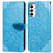 Leather Case Stands Fashionable Pattern Flip Cover Holder S04D for Samsung Galaxy F23 5G Blue