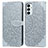 Leather Case Stands Fashionable Pattern Flip Cover Holder S04D for Samsung Galaxy F23 5G Gray