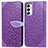 Leather Case Stands Fashionable Pattern Flip Cover Holder S04D for Samsung Galaxy F23 5G Purple