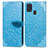 Leather Case Stands Fashionable Pattern Flip Cover Holder S04D for Samsung Galaxy M21s Blue