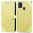 Leather Case Stands Fashionable Pattern Flip Cover Holder S04D for Samsung Galaxy M21s Yellow