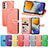 Leather Case Stands Fashionable Pattern Flip Cover Holder S04D for Samsung Galaxy M23 5G