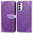 Leather Case Stands Fashionable Pattern Flip Cover Holder S04D for Samsung Galaxy M23 5G Purple