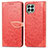 Leather Case Stands Fashionable Pattern Flip Cover Holder S04D for Samsung Galaxy M53 5G Red