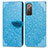 Leather Case Stands Fashionable Pattern Flip Cover Holder S04D for Samsung Galaxy S20 FE 4G Blue