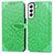 Leather Case Stands Fashionable Pattern Flip Cover Holder S04D for Samsung Galaxy S21 5G Green