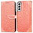 Leather Case Stands Fashionable Pattern Flip Cover Holder S04D for Samsung Galaxy S21 FE 5G Orange