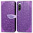 Leather Case Stands Fashionable Pattern Flip Cover Holder S04D for Sony Xperia 10 IV Purple