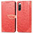 Leather Case Stands Fashionable Pattern Flip Cover Holder S04D for Sony Xperia 10 IV Red