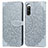 Leather Case Stands Fashionable Pattern Flip Cover Holder S04D for Sony Xperia 10 IV SO-52C Gray