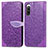 Leather Case Stands Fashionable Pattern Flip Cover Holder S04D for Sony Xperia 10 IV SO-52C Purple