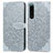 Leather Case Stands Fashionable Pattern Flip Cover Holder S04D for Sony Xperia 5 III SO-53B Gray