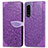 Leather Case Stands Fashionable Pattern Flip Cover Holder S04D for Sony Xperia 5 IV Purple